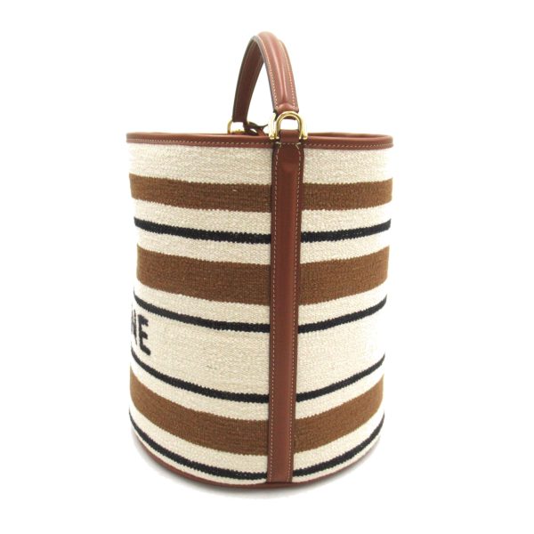 2101217966603 3 Celine Bucket 2WAY Tote Bag Fabric Leather Beige