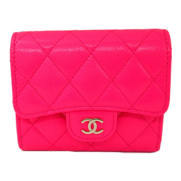 2101217973243 2 Chanel Matelasse Trifold Wallet Caviar Skin Pink