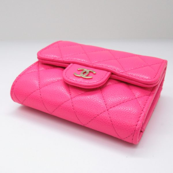 2101217973243 4 Chanel Matelasse Trifold Wallet Caviar Skin Pink