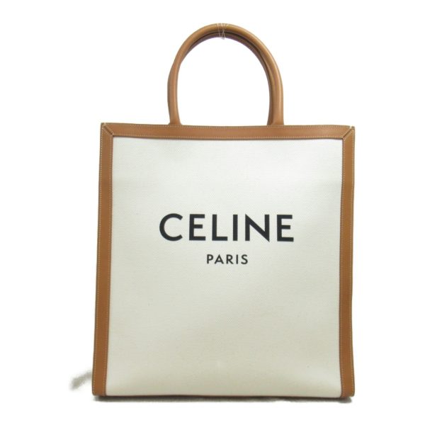 2101217974509 2 Celine Vertical Coverage Tote Bag Leather Canvas Natural