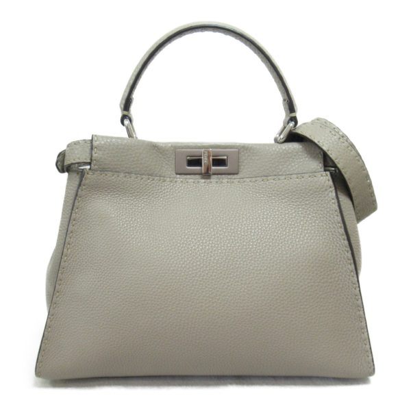 2101217977647 2 Fendi Peekaboo 2way Shoulder Bag Leather Gray