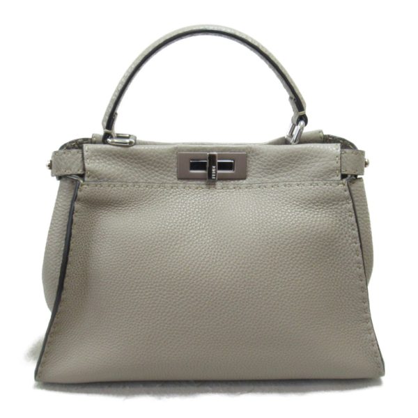 2101217977647 3 Fendi Peekaboo 2way Shoulder Bag Leather Gray