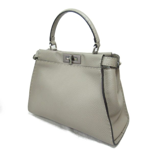 2101217977647 4 Fendi Peekaboo 2way Shoulder Bag Leather Gray