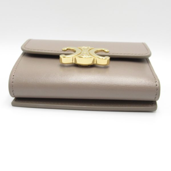 2101217979399 3 Celine Triomphe Trifold Wallet Leather Beige Pebble