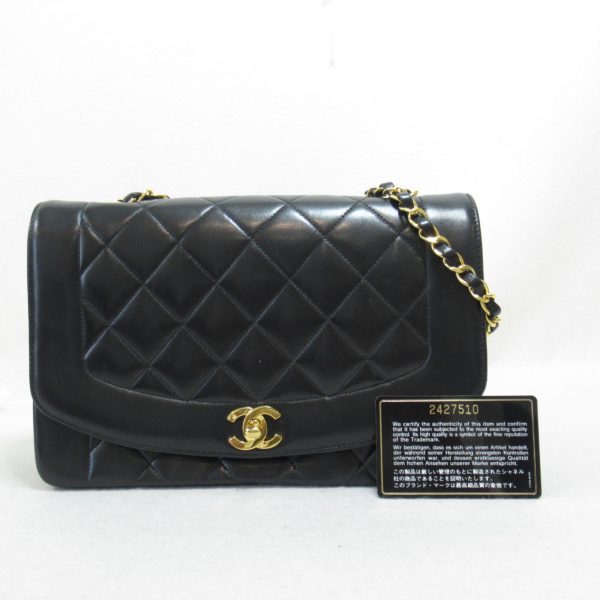 2101217984430 2 Chanel Matelasse Diana Chain Shoulder Bag Lambskin Black