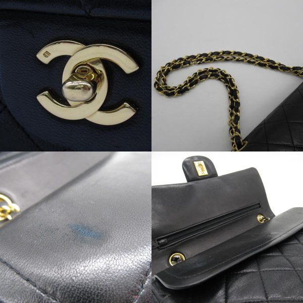 2101217990233 08c Chanel Matelasse Double Flap Bag Black