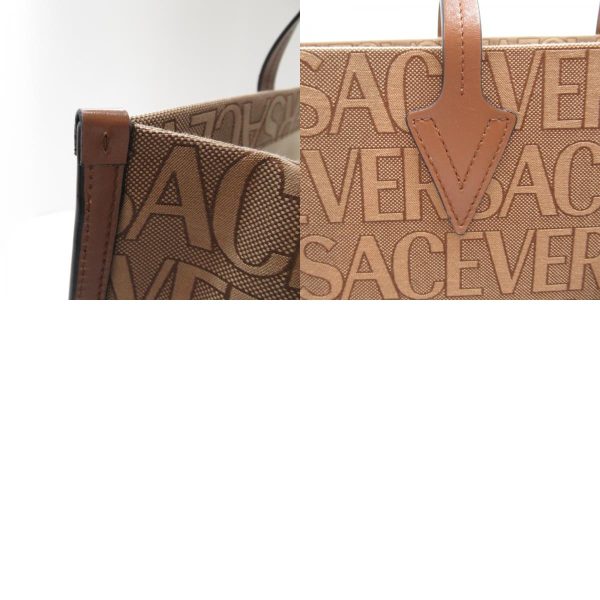 2101218003376 11c Versace 2way Tote Bag Cotton Polyester Brown