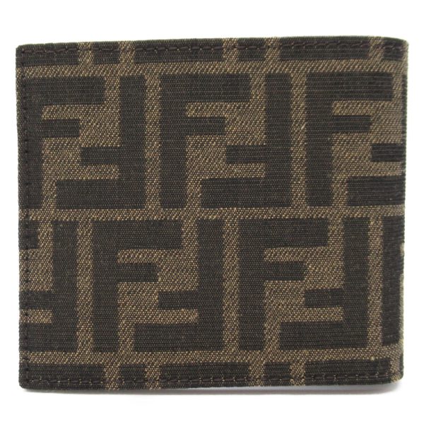 2101218037005 2 Fendi Bifold Wallet Fabric Leather Brown