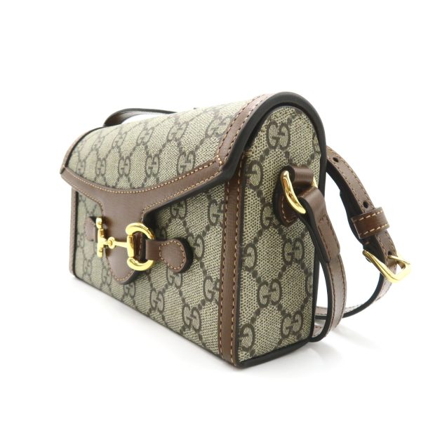 2101218038378 3 Gucci GG Supreme Horsebit Shoulder Bag Ebony