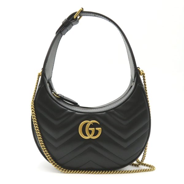 2101218038491 1 Gucci GG Marmont 2 Way Shoulder Bag Quilted Leather Black