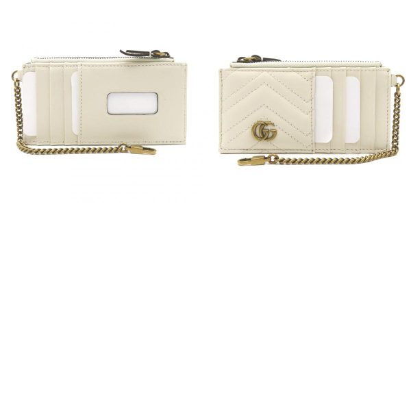 2101218038507 10c Gucci GG Marmont Chain Shoulder Bag with Card Case Quilted Leather White