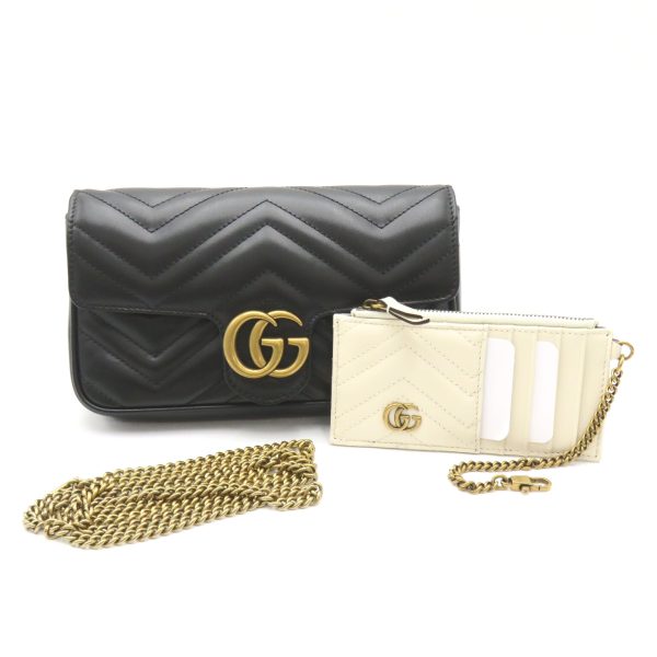 2101218038507 9 Gucci GG Marmont Chain Shoulder Bag with Card Case Quilted Leather White