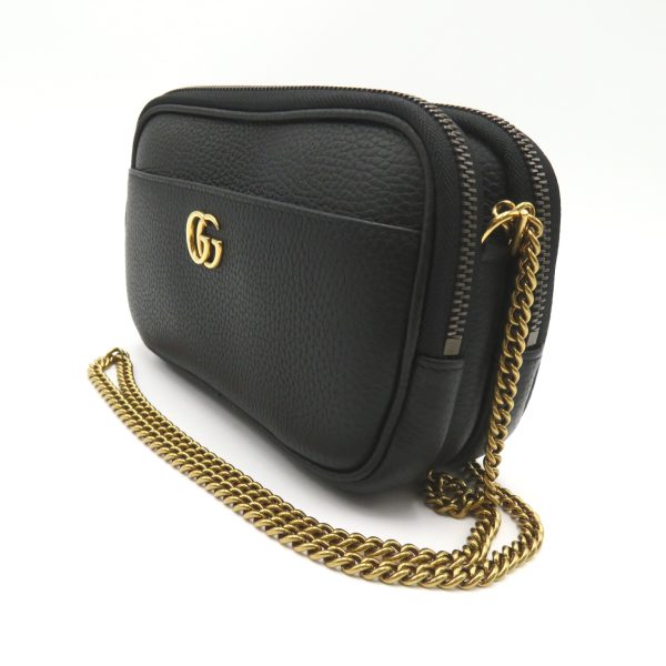 2101218038569 3 Gucci Chain Shoulder Bag Leather Bamboo Black