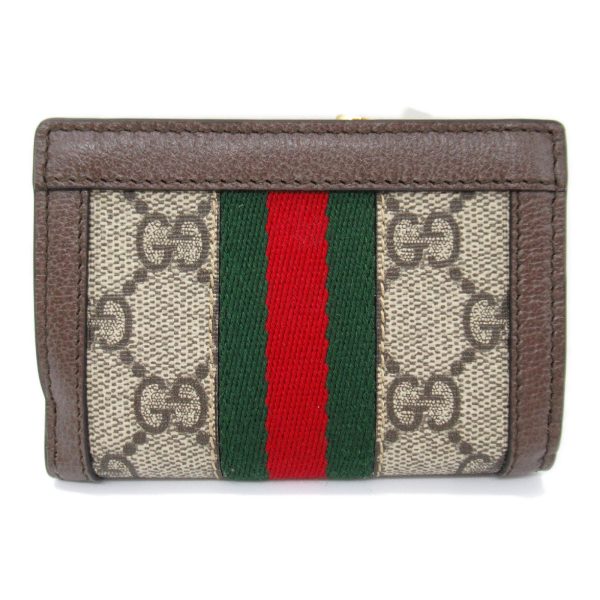 2101218038583 3 Gucci Trifold Wallet Leather GG Supreme Canvas BeigeEbony