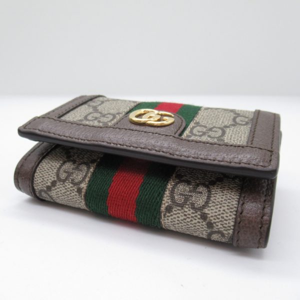 2101218038583 4 Gucci Trifold Wallet Leather GG Supreme Canvas BeigeEbony