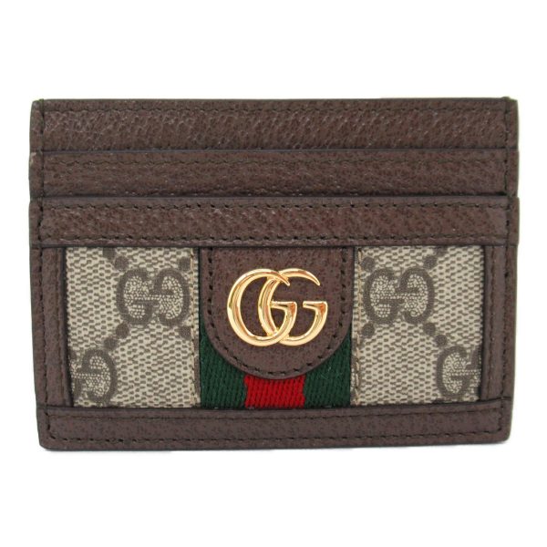 2101218038651 2 Gucci Card Case Leather GG Supreme Canvas BeigeEbony