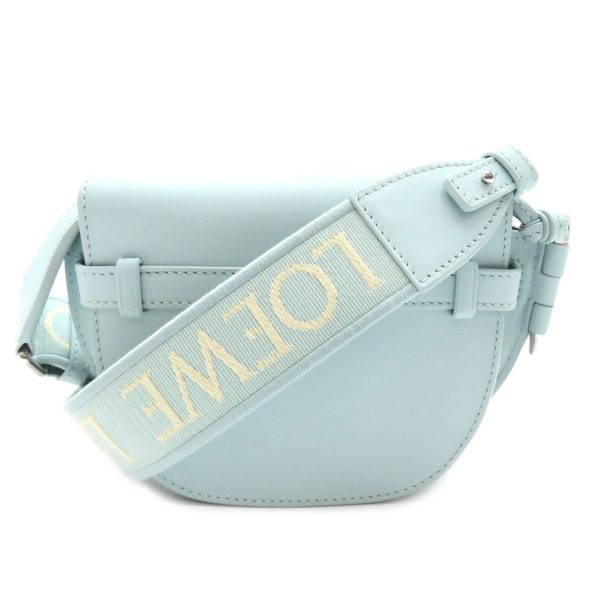 2101218039238 2 Loewe Mini Gate Dual Shoulder Bag Soft Calf Blue Iceberg