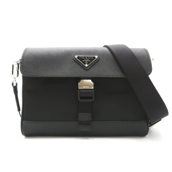 2101218039818 1 Prada Shoulder Bag Saffiano Leather Black Nero