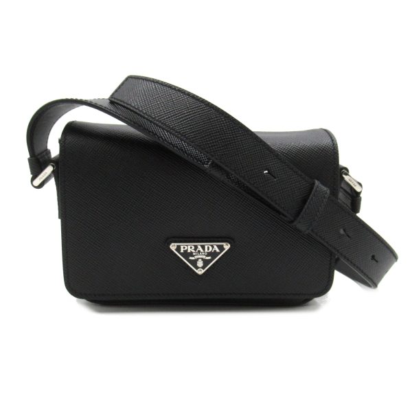 2101218039825 1 Prada Shoulder Bag Saffiano Leather Black Series