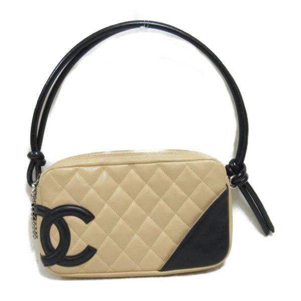 2101218042665 2 Chanel Cambon Line Accessory Pouch Bag Beige Black