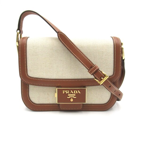 2101218042979 1 Prada Canvas Leather Shoulder Bag White