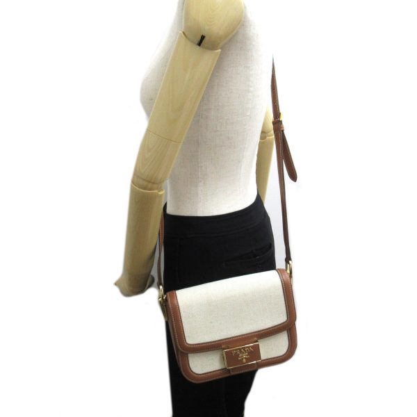 2101218042979 5 Prada Canvas Leather Shoulder Bag White