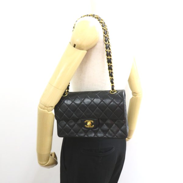 2101218055122 5 Chanel Matelasse Double Flap Shoulder Bag Black