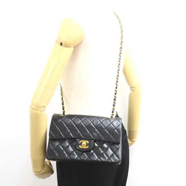 2101218055122 6 Chanel Matelasse Double Flap Shoulder Bag Black