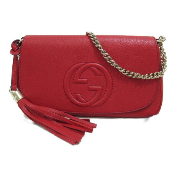 2101218060027 2 Gucci Soho Chain Shoulder Bag Leather Red