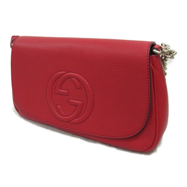 2101218060027 4 Gucci Soho Chain Shoulder Bag Leather Red