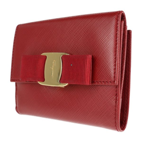 2102033002016 2 Salvatore Ferragamo Vara Ribbon Leather Bifold Wallet Red