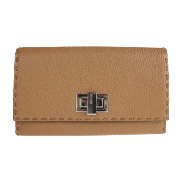 2102033002056 1 Fendi Peekaboo Selleria Leather Wallet Brown