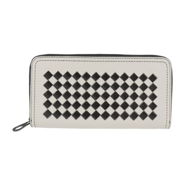 2102093007099 1 Bottega Veneta Intrecciato Leather Wallet White Black