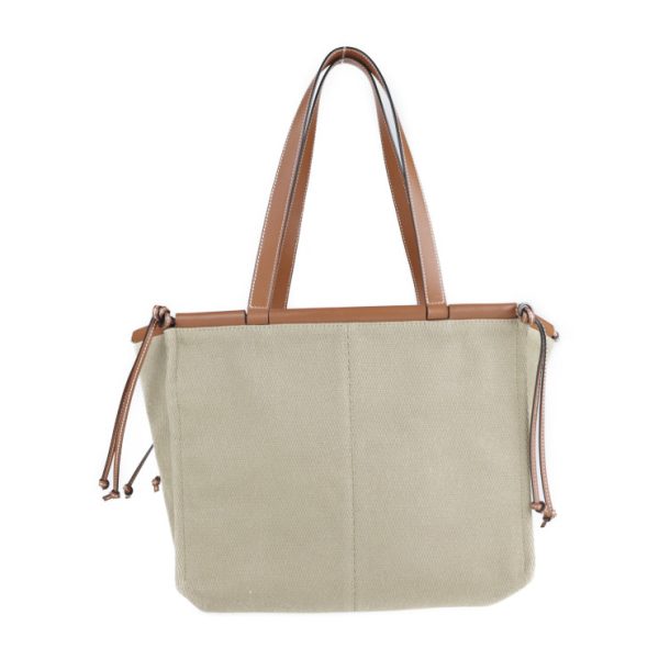 2103023002010 3 Loewe Cushion Canvas Leather Tote Bag Sand Taupe Brown