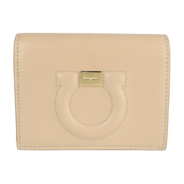 2103023002050 1 Salvatore Ferragamo Calf Leather Bifold Wallet Beige