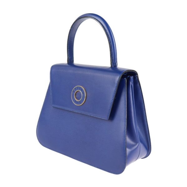 2103041002003 2 Celine Circle Logo Leather Handbag Blue