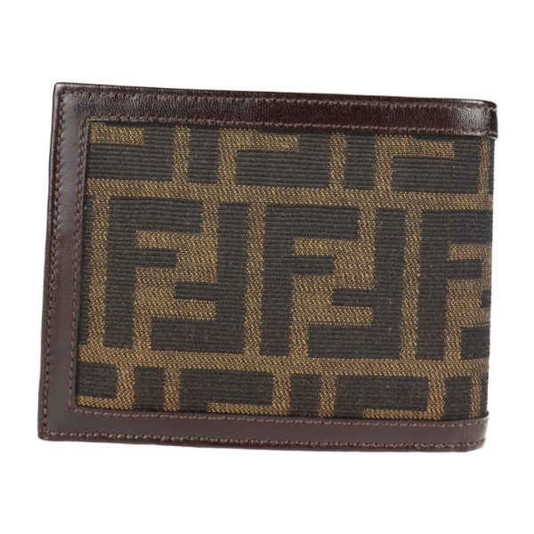 2103083002028 3 Fendi Zucca Canvas Leather Wallet Brown Black