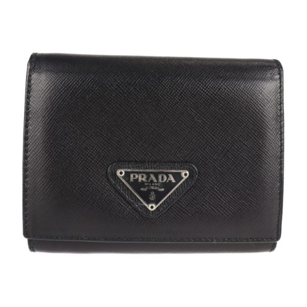 2103083002029 1 Prada Leather Tri Fold Wallet Black