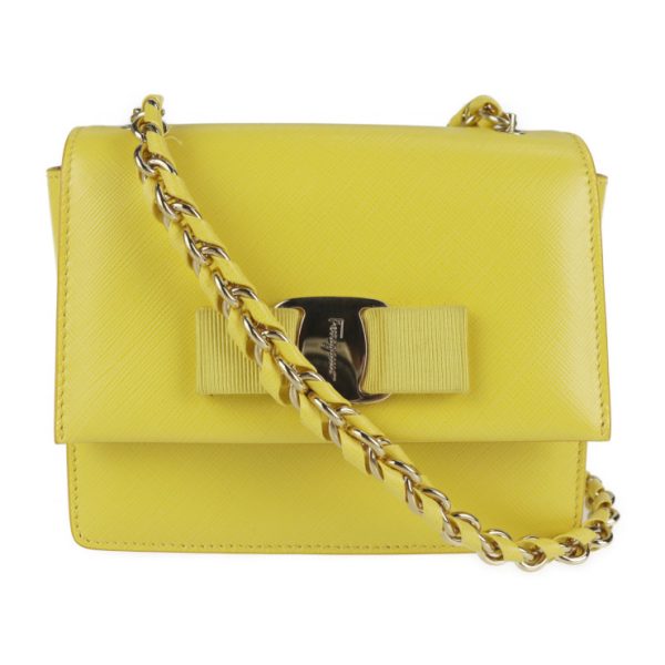 2103083002040 1 Salvatore Ferragamo Vara Leather Shoulder Bag Yellow