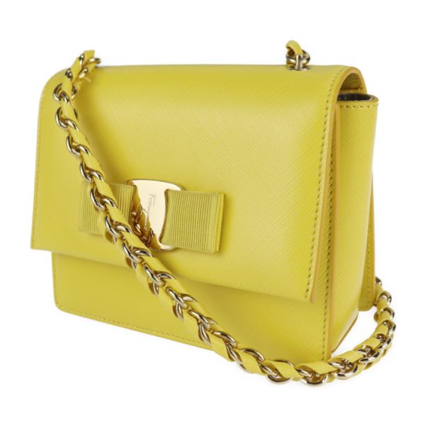 2103083002040 2 Salvatore Ferragamo Vara Leather Shoulder Bag Yellow