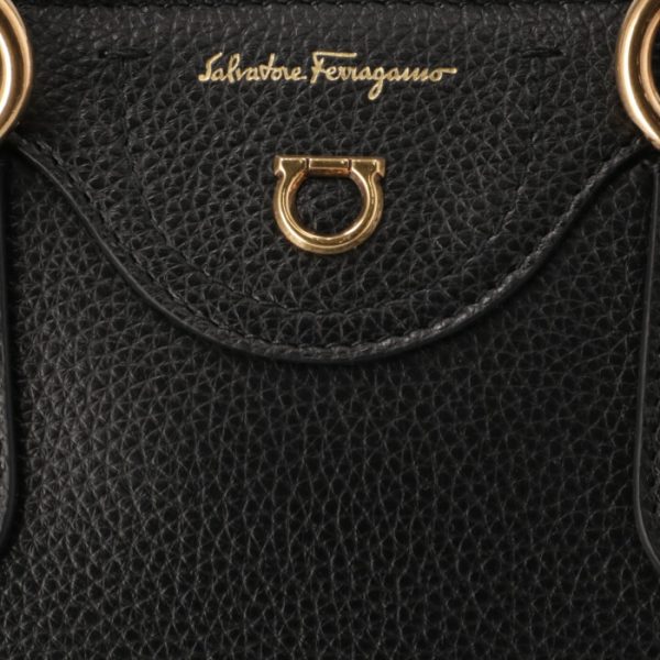 21038800010010 4 Ferragamo Shoulder Gancini Mini Tote Bag Black