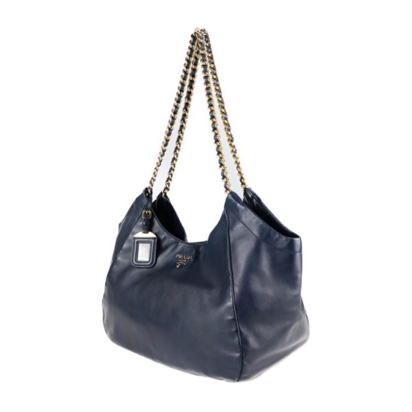 2104023007068 2 Prada Leather Shoulder Bag Navy