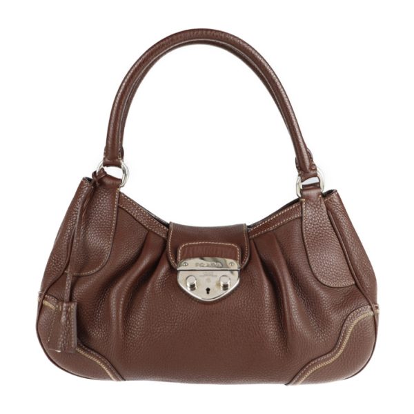 2104023007090 1 Prada Leather Handbag Brown