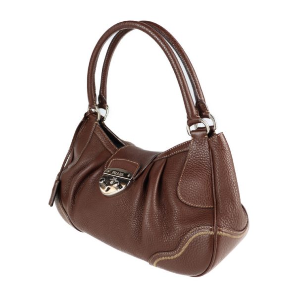 2104023007090 2 Prada Leather Handbag Brown