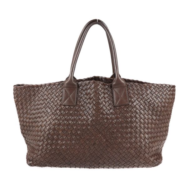 2104083007059 1 Bottega Veneta Cava MM Intrecciato Leather Tote Bag Brown