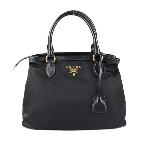 2104083007085 1 Prada Nylon Leather Shoulder Bag Black