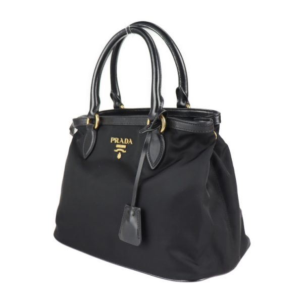 2104083007085 2 Prada Nylon Leather Shoulder Bag Black