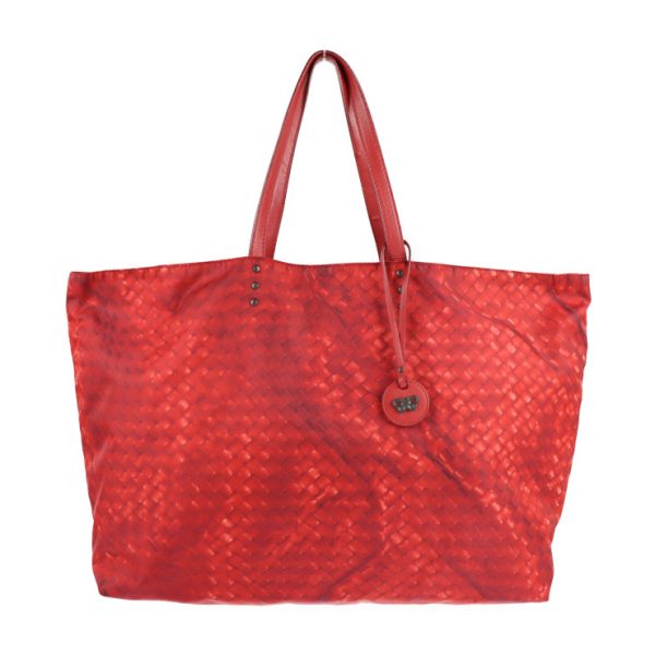 2104093008129 1 Bottega Veneta Intrecciolusion Nylon Tote Bag Red