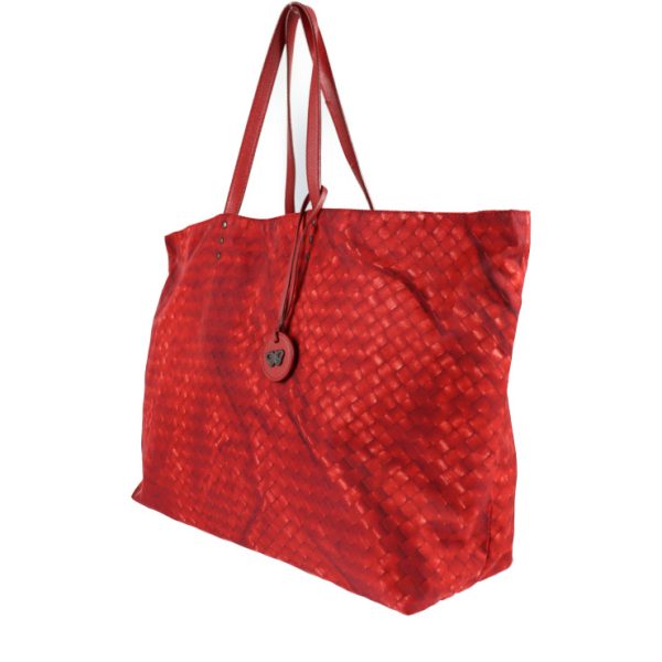 2104093008129 2 Bottega Veneta Intrecciolusion Nylon Tote Bag Red