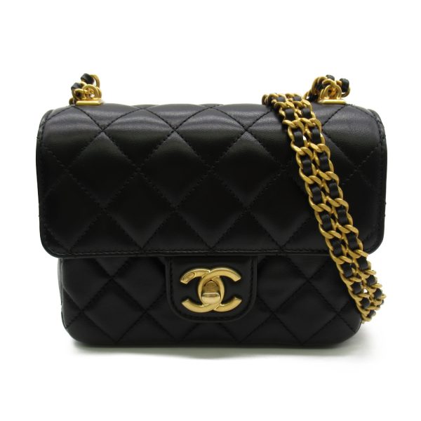 2104102228299 1 Chanel Mini Matelasse Chain Shoulder Bag Lambskin Black